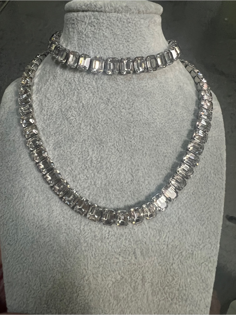 Eisenberg Vintage Crystal Emerald-Cut Bracelet and Choker Set